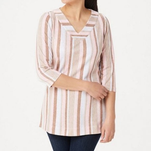 Denim&Co Tops - Denim & Co. 3/4-Sleeve Striped Tunic 925